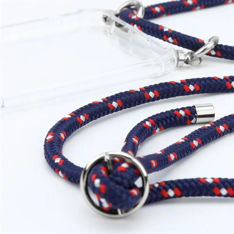 Cadorabo Handy Kette kompatibel mit Oppo A72 Silikon Schutzhülle mit Silbernen Ringen, Kordel Band und abnehmbarem Etui