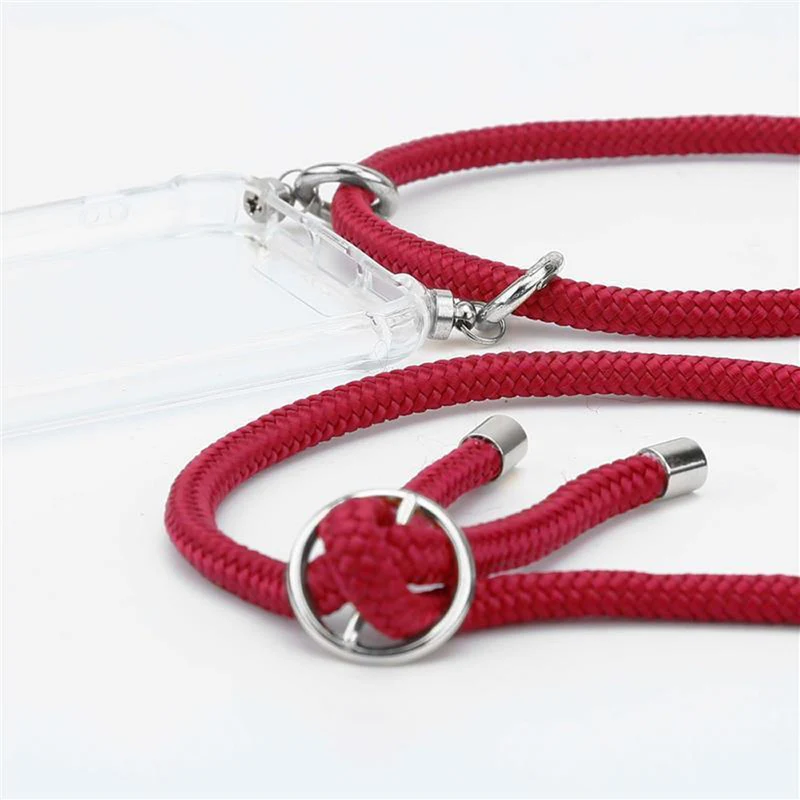 Cadorabo Handy Kette kompatibel mit Oppo A72 Silikon Schutzhülle mit Silbernen Ringen, Kordel Band und abnehmbarem Etui