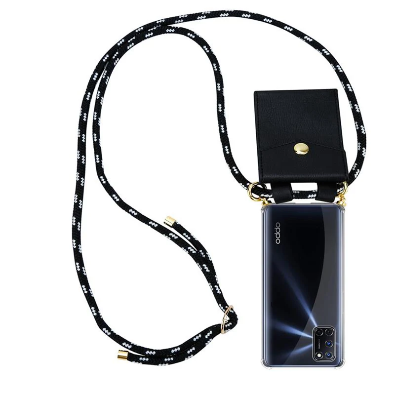 Cadorabo Handy Kette kompatibel mit Oppo A72 Silikon Schutzhülle mit Gold Ringen, Kordel Band und abnehmbarem Etui