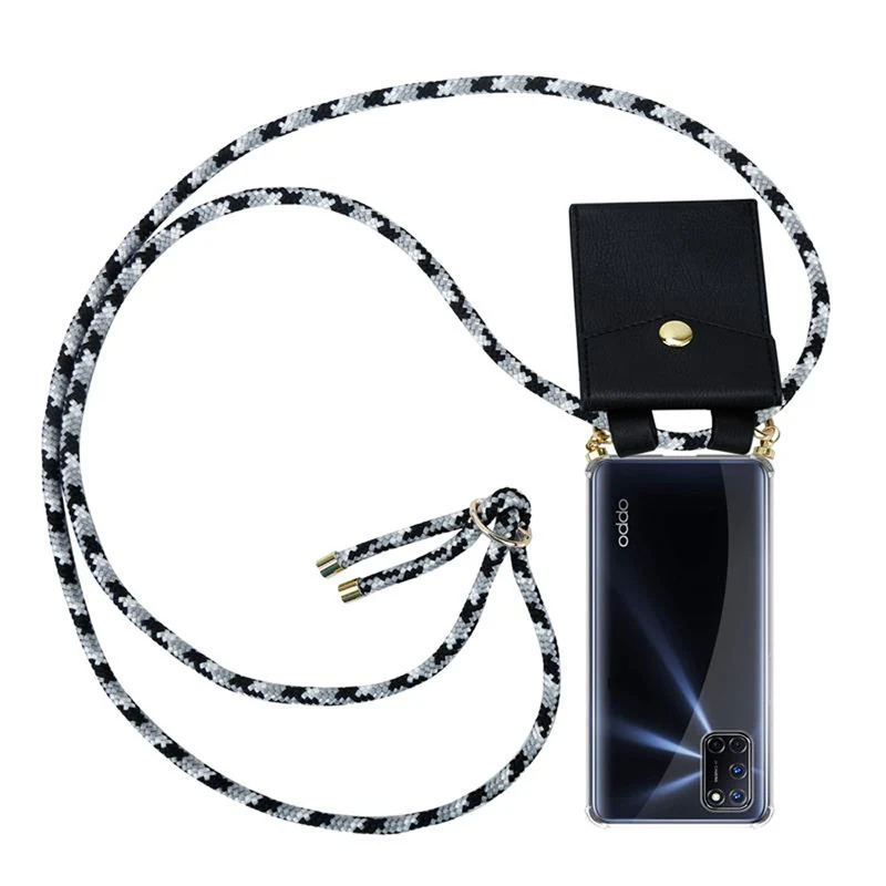 Cadorabo Handy Kette kompatibel mit Oppo A72 Silikon Schutzhülle mit Gold Ringen, Kordel Band und abnehmbarem Etui
