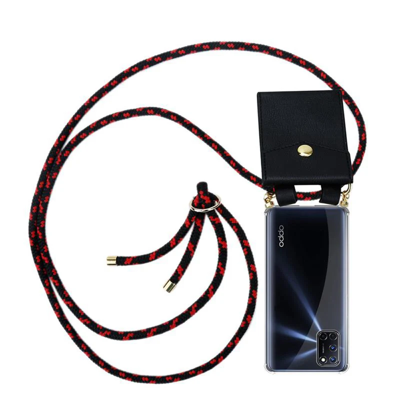 Cadorabo Handy Kette kompatibel mit Oppo A72 Silikon Schutzhülle mit Gold Ringen, Kordel Band und abnehmbarem Etui