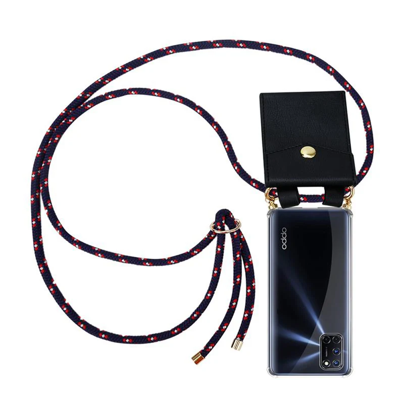 Cadorabo Handy Kette kompatibel mit Oppo A72 Silikon Schutzhülle mit Gold Ringen, Kordel Band und abnehmbarem Etui