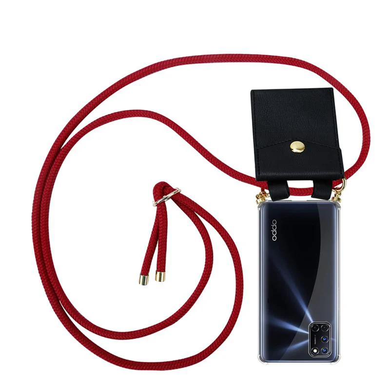 Cadorabo Handy Kette kompatibel mit Oppo A72 Silikon Schutzhülle mit Gold Ringen, Kordel Band und abnehmbarem Etui