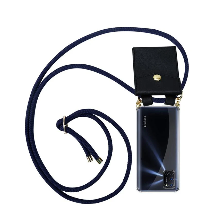 Cadorabo Handy Kette kompatibel mit Oppo A72 Silikon Schutzhülle mit Gold Ringen, Kordel Band und abnehmbarem Etui