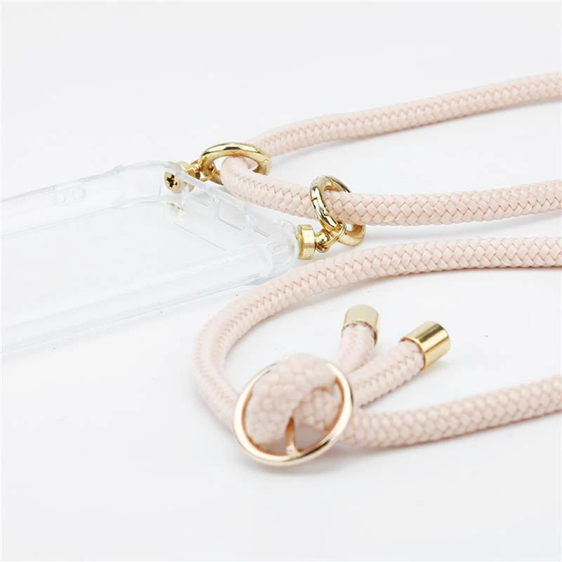 Cadorabo Handy Kette kompatibel mit Oppo A72 Silikon Schutzhülle mit Gold Ringen, Kordel Band und abnehmbarem Etui