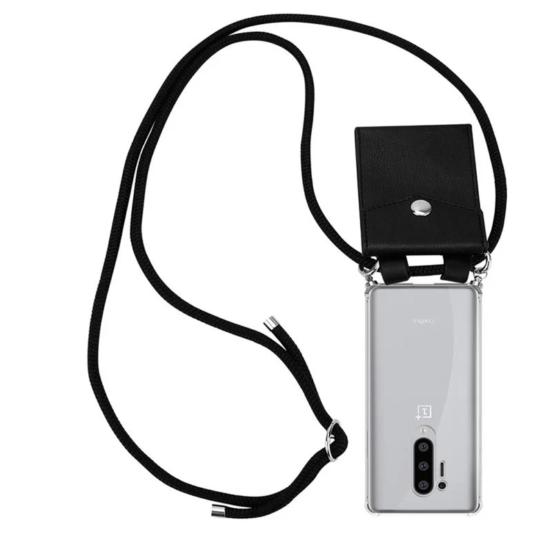 Cadorabo Handy Kette kompatibel mit OnePlus 8 PRO Silikon Schutzhülle mit Silbernen Ringen, Kordel Band und abnehmbarem Etui