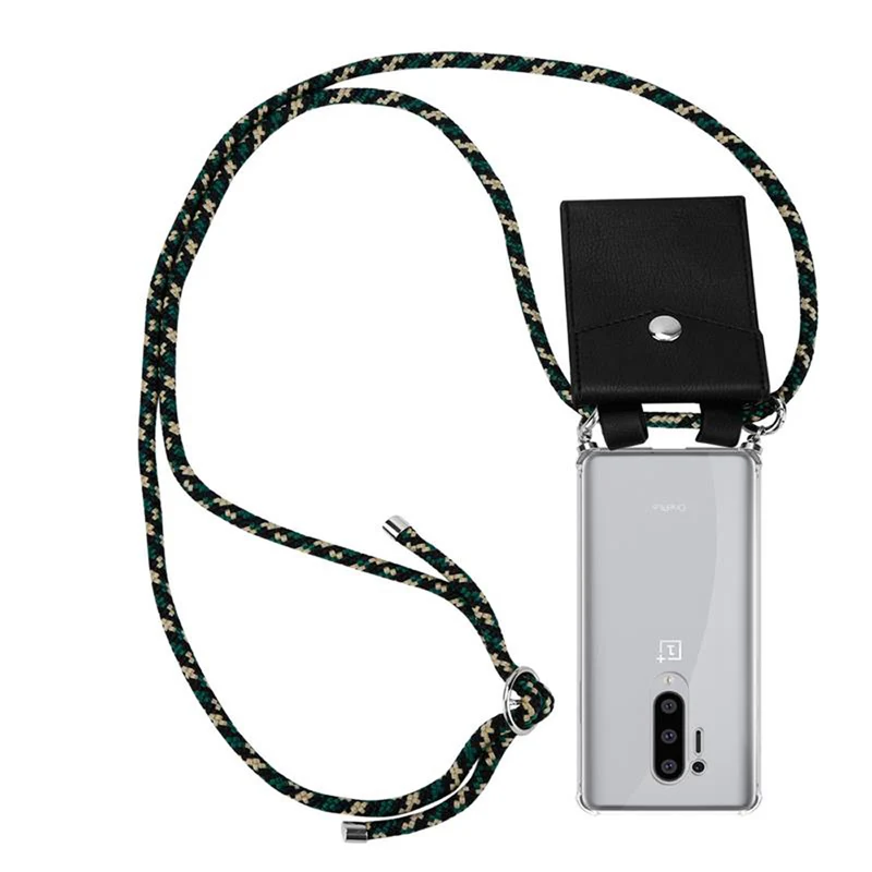 Cadorabo Handy Kette kompatibel mit OnePlus 8 PRO Silikon Schutzhülle mit Silbernen Ringen, Kordel Band und abnehmbarem Etui