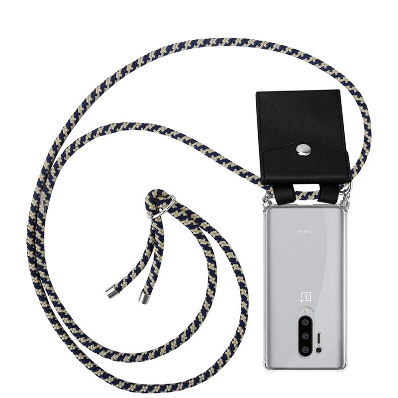 Cadorabo Handy Kette kompatibel mit OnePlus 8 PRO Silikon Schutzhülle mit Silbernen Ringen, Kordel Band und abnehmbarem Etui