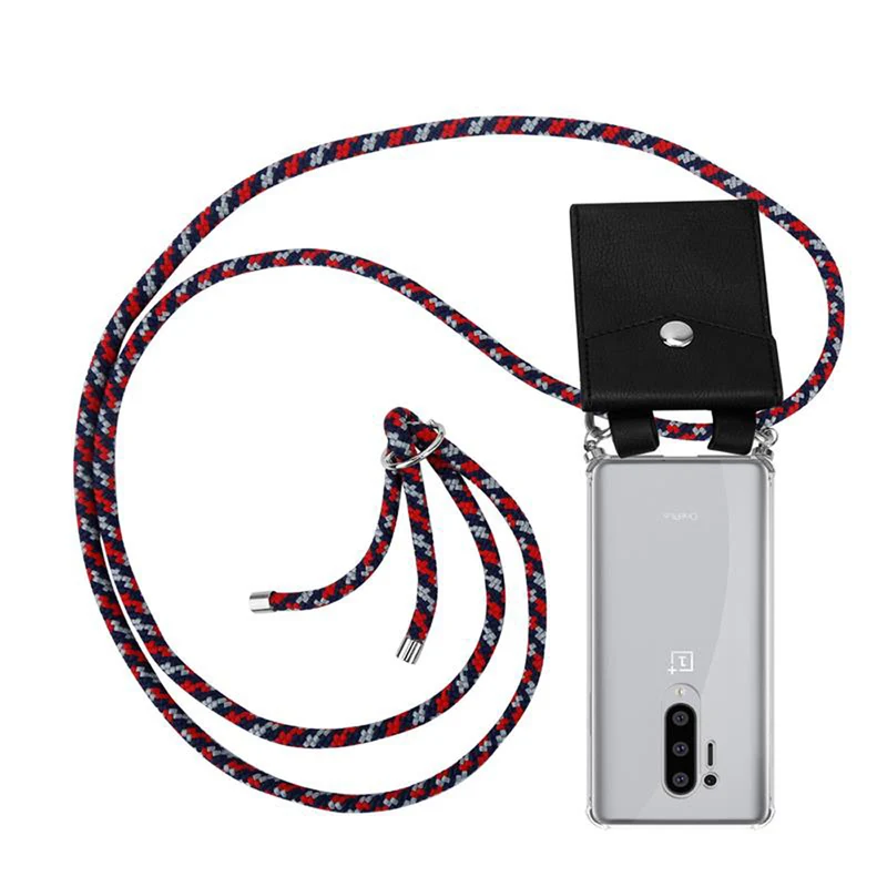 Cadorabo Handy Kette kompatibel mit OnePlus 8 PRO Silikon Schutzhülle mit Silbernen Ringen, Kordel Band und abnehmbarem Etui