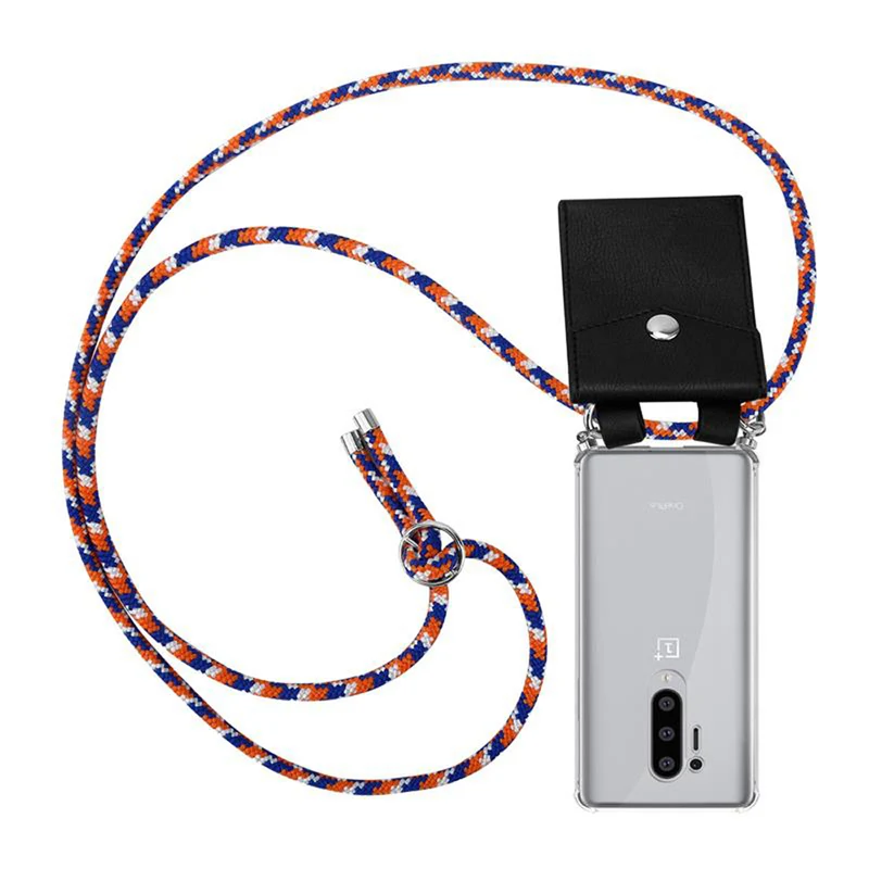 Cadorabo Handy Kette kompatibel mit OnePlus 8 PRO Silikon Schutzhülle mit Silbernen Ringen, Kordel Band und abnehmbarem Etui