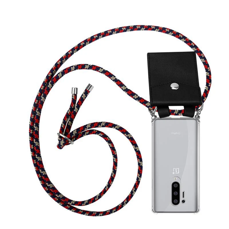 Cadorabo Handy Kette kompatibel mit OnePlus 8 PRO Silikon Schutzhülle mit Silbernen Ringen, Kordel Band und abnehmbarem Etui