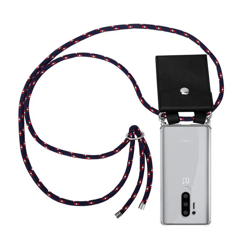 Cadorabo Handy Kette kompatibel mit OnePlus 8 PRO Silikon Schutzhülle mit Silbernen Ringen, Kordel Band und abnehmbarem Etui