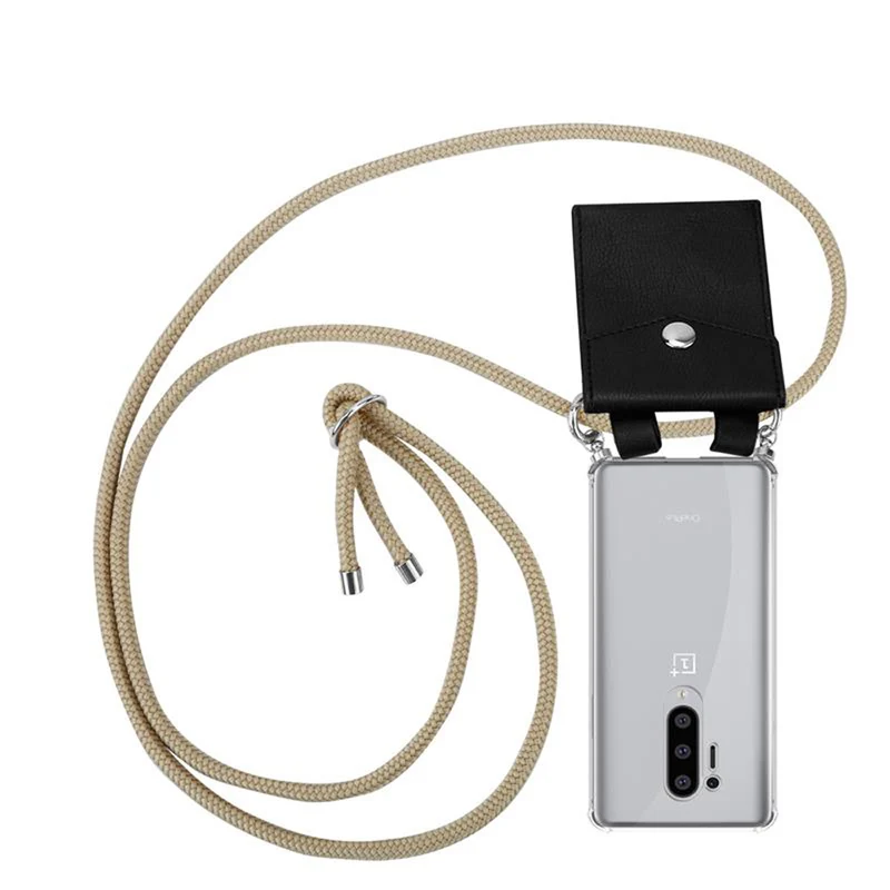 Cadorabo Handy Kette kompatibel mit OnePlus 8 PRO Silikon Schutzhülle mit Silbernen Ringen, Kordel Band und abnehmbarem Etui