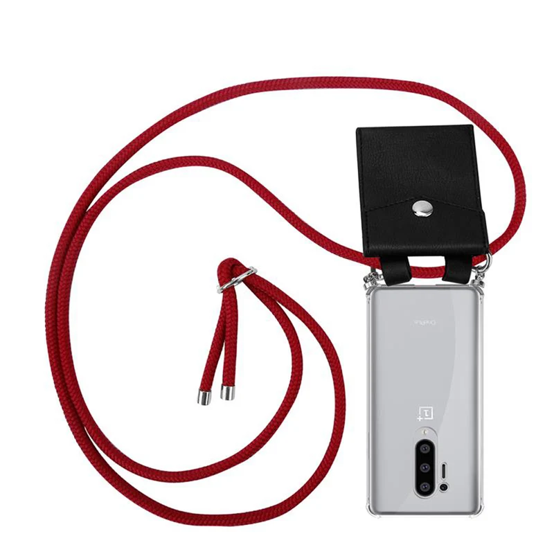 Cadorabo Handy Kette kompatibel mit OnePlus 8 PRO Silikon Schutzhülle mit Silbernen Ringen, Kordel Band und abnehmbarem Etui