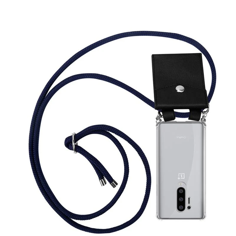 Cadorabo Handy Kette kompatibel mit OnePlus 8 PRO Silikon Schutzhülle mit Silbernen Ringen, Kordel Band und abnehmbarem Etui