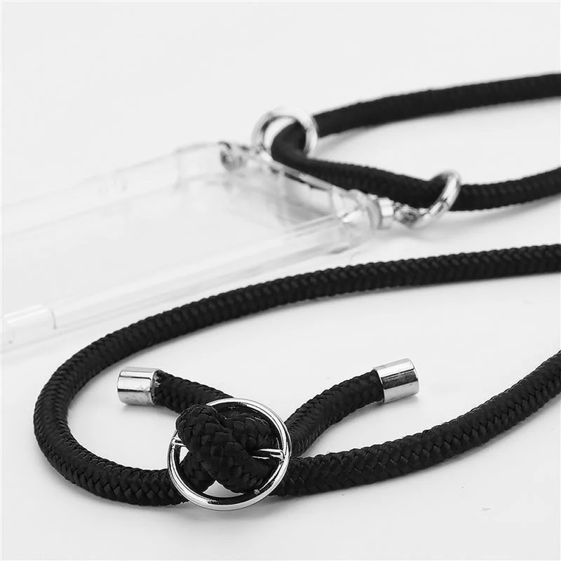 Cadorabo Handy Kette kompatibel mit OnePlus 8 PRO Silikon Schutzhülle mit Silbernen Ringen, Kordel Band und abnehmbarem Etui