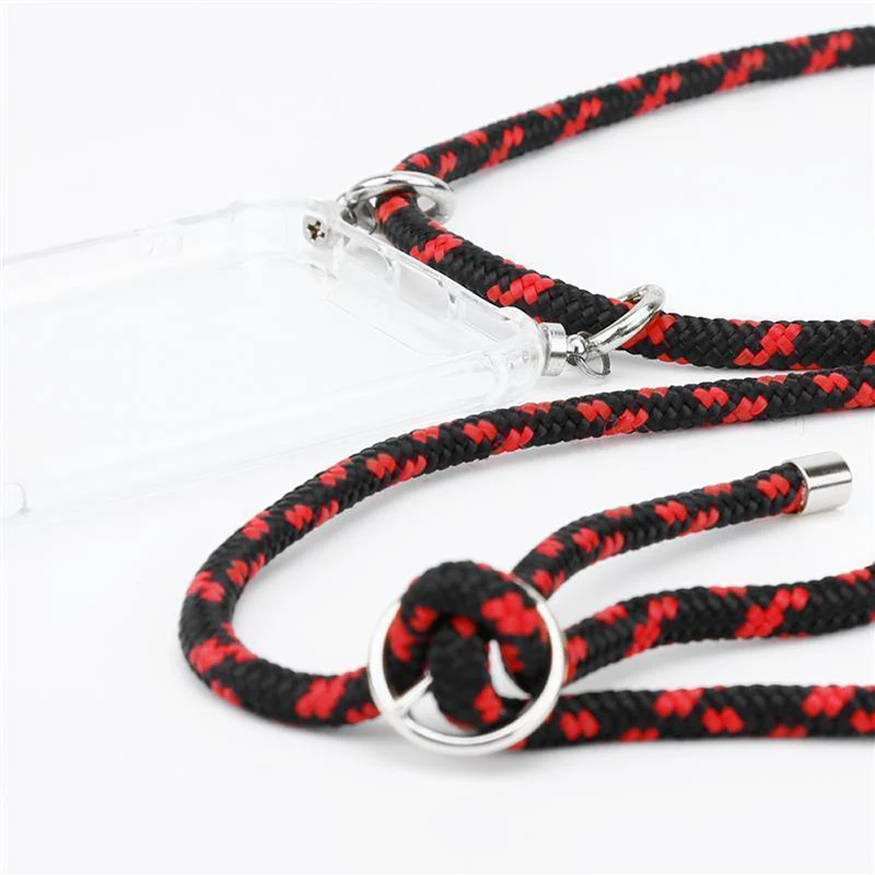 Cadorabo Handy Kette kompatibel mit OnePlus 8 PRO Silikon Schutzhülle mit Silbernen Ringen, Kordel Band und abnehmbarem Etui