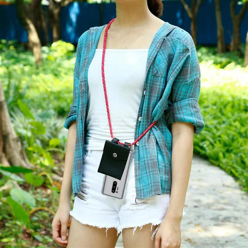 Cadorabo Handy Kette kompatibel mit OnePlus 8 PRO Silikon Schutzhülle mit Silbernen Ringen, Kordel Band und abnehmbarem Etui