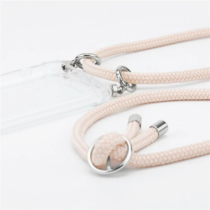 Cadorabo Handy Kette kompatibel mit OnePlus 8 PRO Silikon Schutzhülle mit Silbernen Ringen, Kordel Band und abnehmbarem Etui