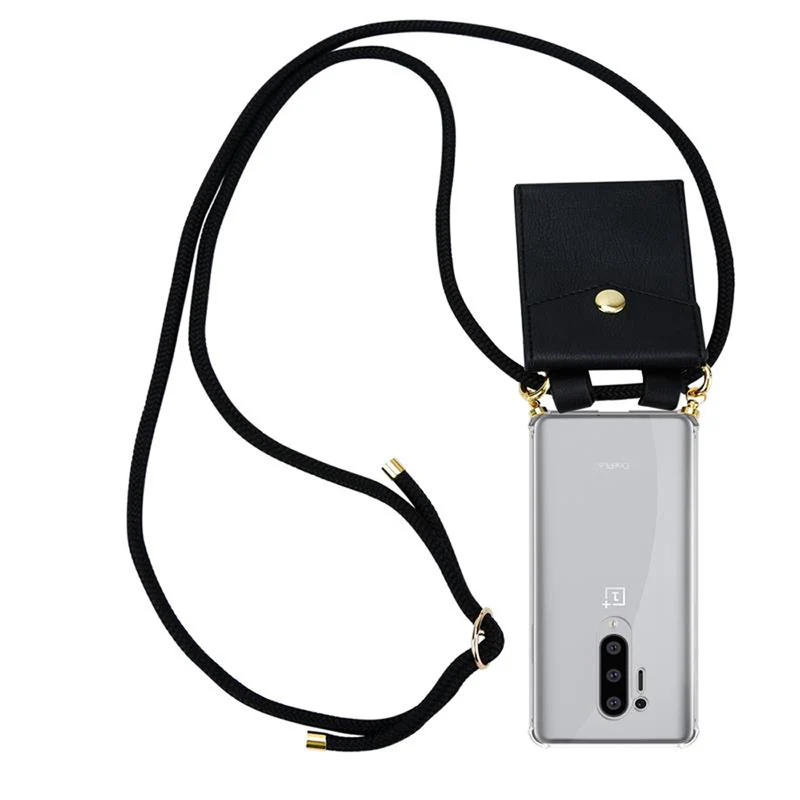 Cadorabo Handy Kette kompatibel mit OnePlus 8 PRO Silikon Schutzhülle mit Gold Ringen, Kordel Band und abnehmbarem Etui