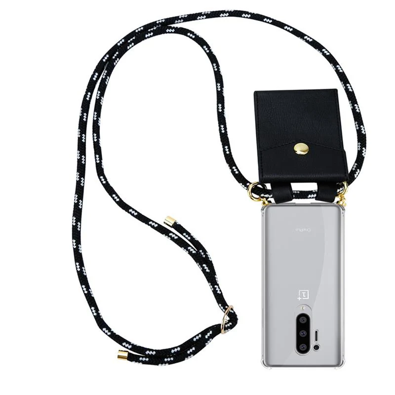 Cadorabo Handy Kette kompatibel mit OnePlus 8 PRO Silikon Schutzhülle mit Gold Ringen, Kordel Band und abnehmbarem Etui