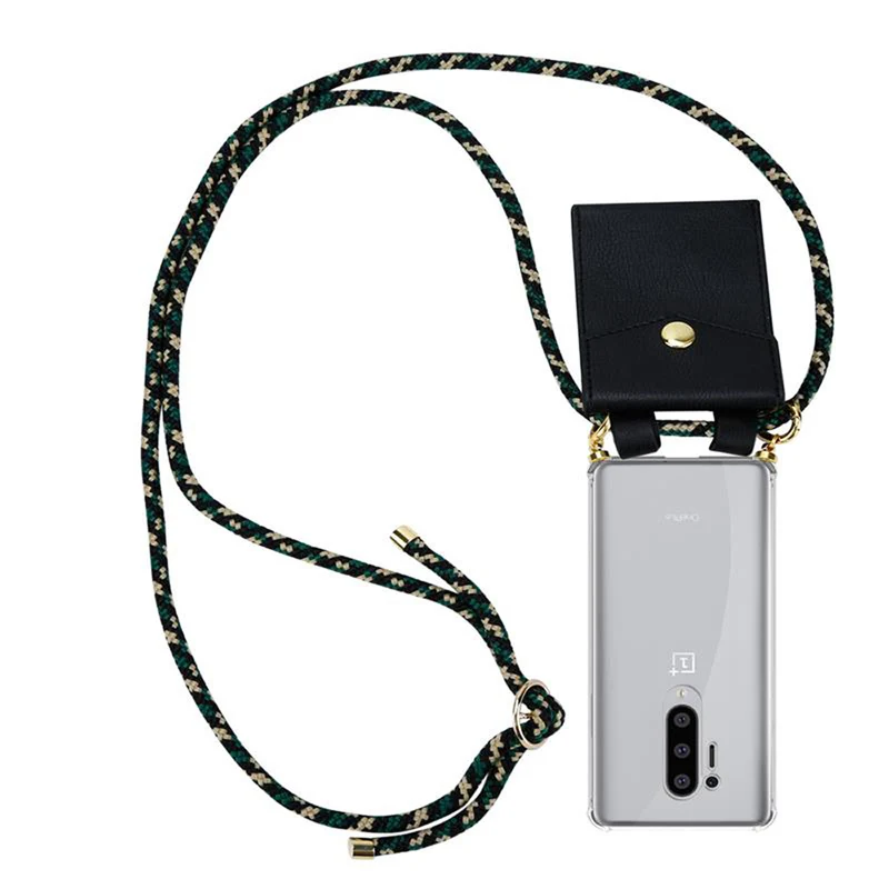 Cadorabo Handy Kette kompatibel mit OnePlus 8 PRO Silikon Schutzhülle mit Gold Ringen, Kordel Band und abnehmbarem Etui