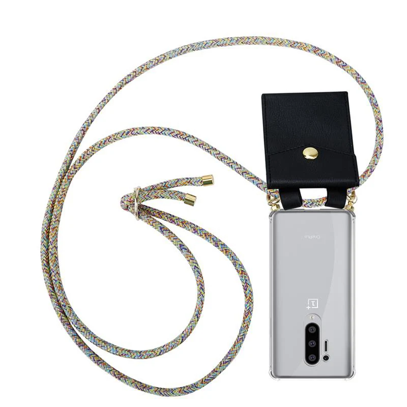 Cadorabo Handy Kette kompatibel mit OnePlus 8 PRO Silikon Schutzhülle mit Gold Ringen, Kordel Band und abnehmbarem Etui
