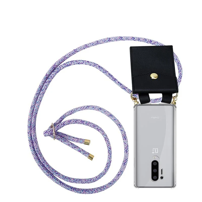 Cadorabo Handy Kette kompatibel mit OnePlus 8 PRO Silikon Schutzhülle mit Gold Ringen, Kordel Band und abnehmbarem Etui