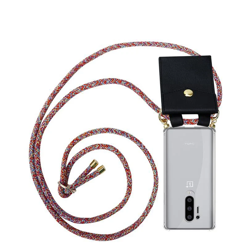 Cadorabo Handy Kette kompatibel mit OnePlus 8 PRO Silikon Schutzhülle mit Gold Ringen, Kordel Band und abnehmbarem Etui