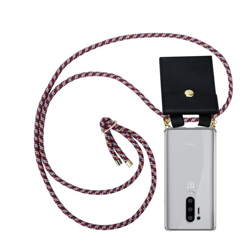 Cadorabo Handy Kette kompatibel mit OnePlus 8 PRO Silikon Schutzhülle mit Gold Ringen, Kordel Band und abnehmbarem Etui