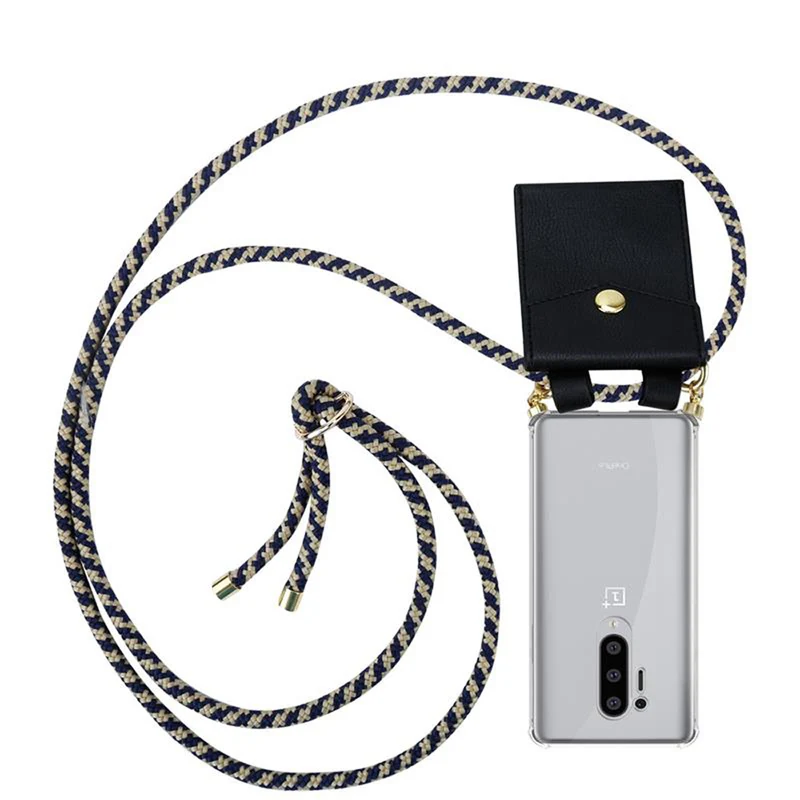 Cadorabo Handy Kette kompatibel mit OnePlus 8 PRO Silikon Schutzhülle mit Gold Ringen, Kordel Band und abnehmbarem Etui