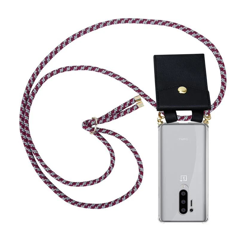 Cadorabo Handy Kette kompatibel mit OnePlus 8 PRO Silikon Schutzhülle mit Gold Ringen, Kordel Band und abnehmbarem Etui
