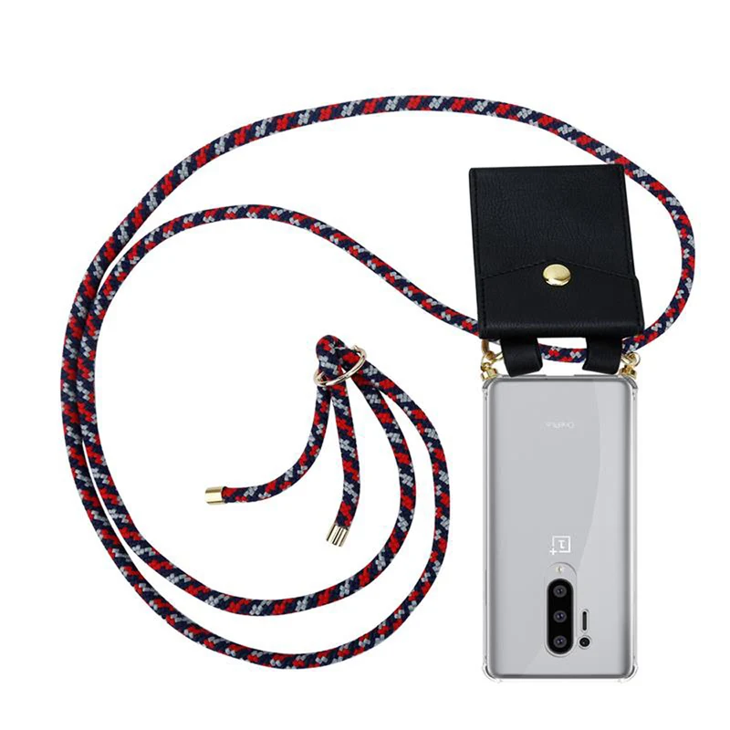 Cadorabo Handy Kette kompatibel mit OnePlus 8 PRO Silikon Schutzhülle mit Gold Ringen, Kordel Band und abnehmbarem Etui