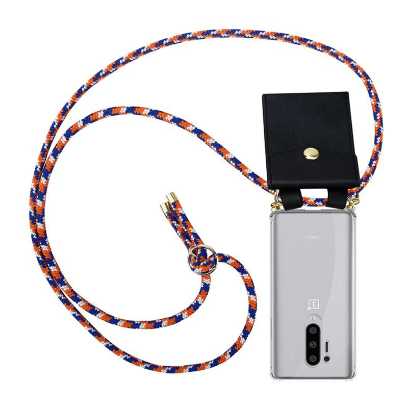 Cadorabo Handy Kette kompatibel mit OnePlus 8 PRO Silikon Schutzhülle mit Gold Ringen, Kordel Band und abnehmbarem Etui
