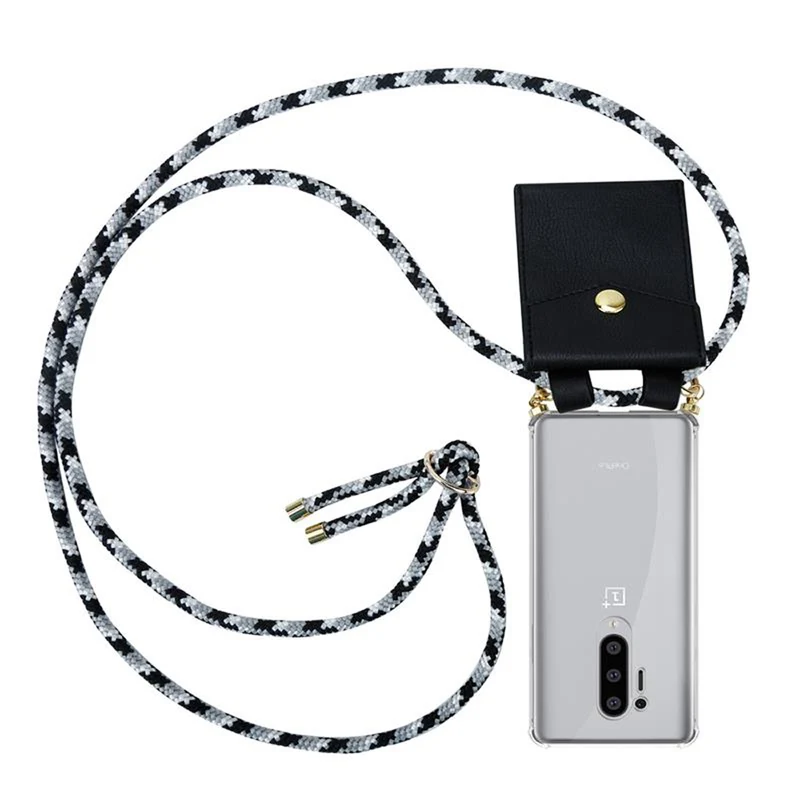 Cadorabo Handy Kette kompatibel mit OnePlus 8 PRO Silikon Schutzhülle mit Gold Ringen, Kordel Band und abnehmbarem Etui
