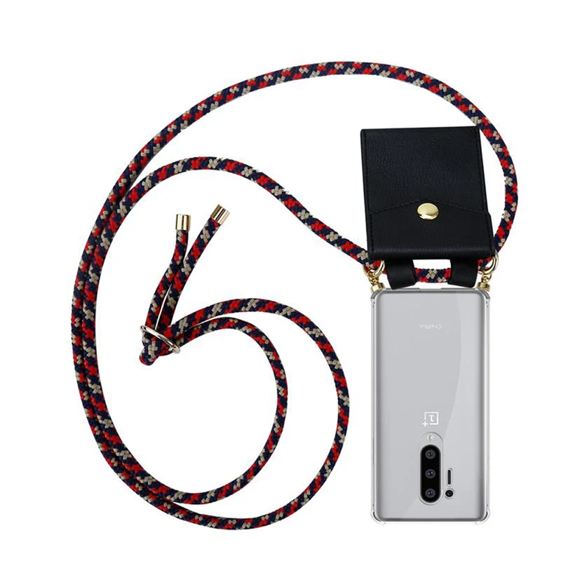 Cadorabo Handy Kette kompatibel mit OnePlus 8 PRO Silikon Schutzhülle mit Gold Ringen, Kordel Band und abnehmbarem Etui