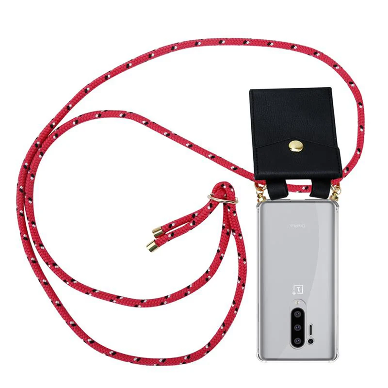 Cadorabo Handy Kette kompatibel mit OnePlus 8 PRO Silikon Schutzhülle mit Gold Ringen, Kordel Band und abnehmbarem Etui