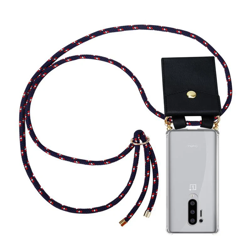 Cadorabo Handy Kette kompatibel mit OnePlus 8 PRO Silikon Schutzhülle mit Gold Ringen, Kordel Band und abnehmbarem Etui