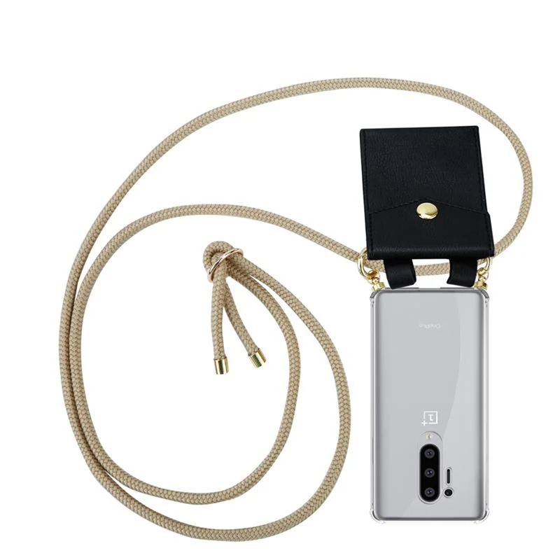 Cadorabo Handy Kette kompatibel mit OnePlus 8 PRO Silikon Schutzhülle mit Gold Ringen, Kordel Band und abnehmbarem Etui