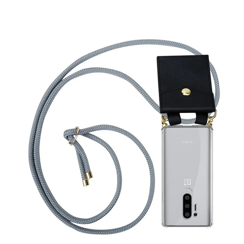 Cadorabo Handy Kette kompatibel mit OnePlus 8 PRO Silikon Schutzhülle mit Gold Ringen, Kordel Band und abnehmbarem Etui
