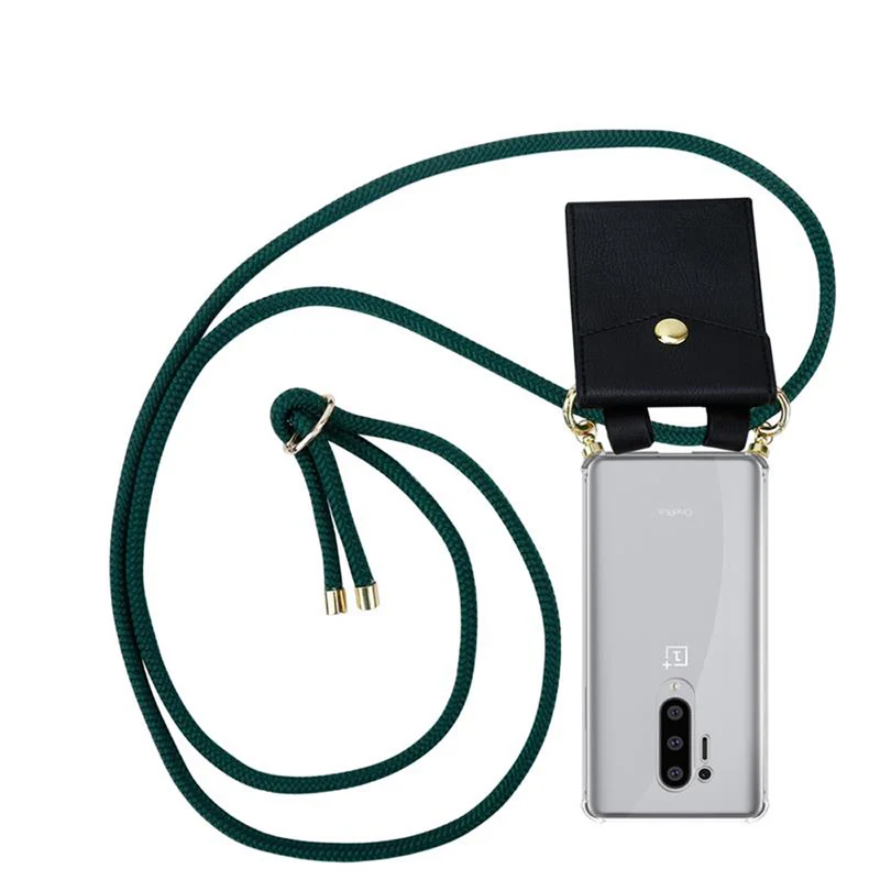 Cadorabo Handy Kette kompatibel mit OnePlus 8 PRO Silikon Schutzhülle mit Gold Ringen, Kordel Band und abnehmbarem Etui