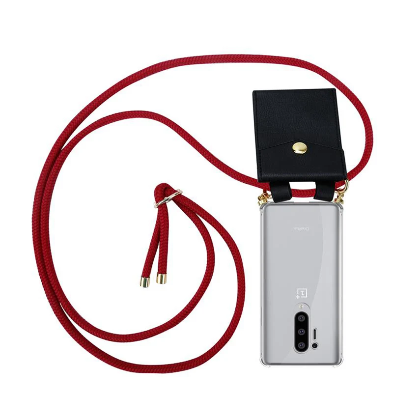 Cadorabo Handy Kette kompatibel mit OnePlus 8 PRO Silikon Schutzhülle mit Gold Ringen, Kordel Band und abnehmbarem Etui