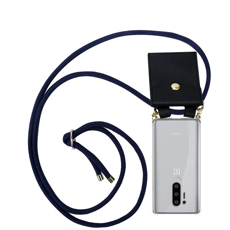 Cadorabo Handy Kette kompatibel mit OnePlus 8 PRO Silikon Schutzhülle mit Gold Ringen, Kordel Band und abnehmbarem Etui