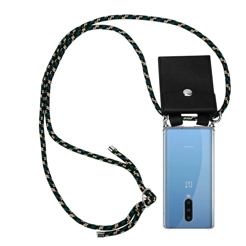 Cadorabo Handy Kette kompatibel mit OnePlus 8 Silikon Schutzhülle mit Silbernen Ringen, Kordel Band und abnehmbarem Etui