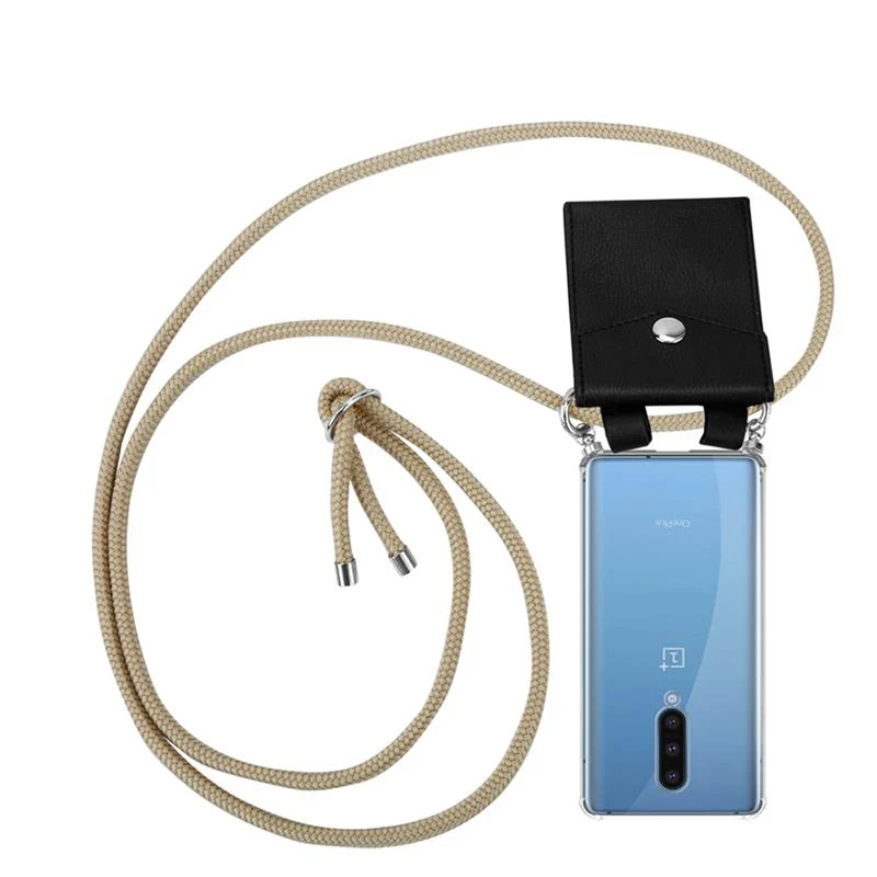 Cadorabo Handy Kette kompatibel mit OnePlus 8 Silikon Schutzhülle mit Silbernen Ringen, Kordel Band und abnehmbarem Etui