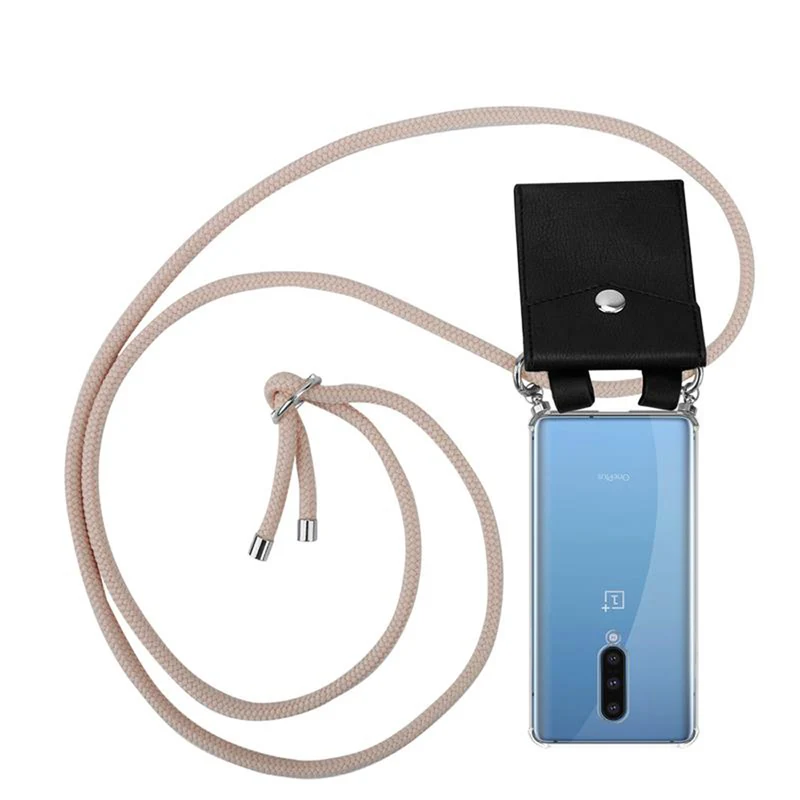 Cadorabo Handy Kette kompatibel mit OnePlus 8 Silikon Schutzhülle mit Silbernen Ringen, Kordel Band und abnehmbarem Etui