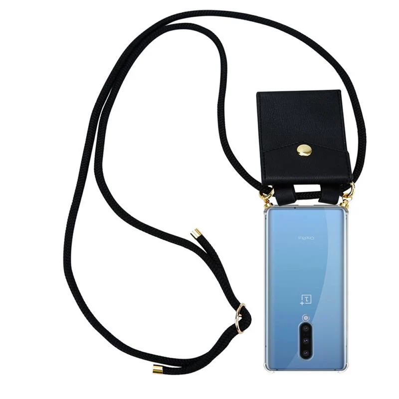 Cadorabo Handy Kette kompatibel mit OnePlus 8 Silikon Schutzhülle mit Gold Ringen, Kordel Band und abnehmbarem Etui