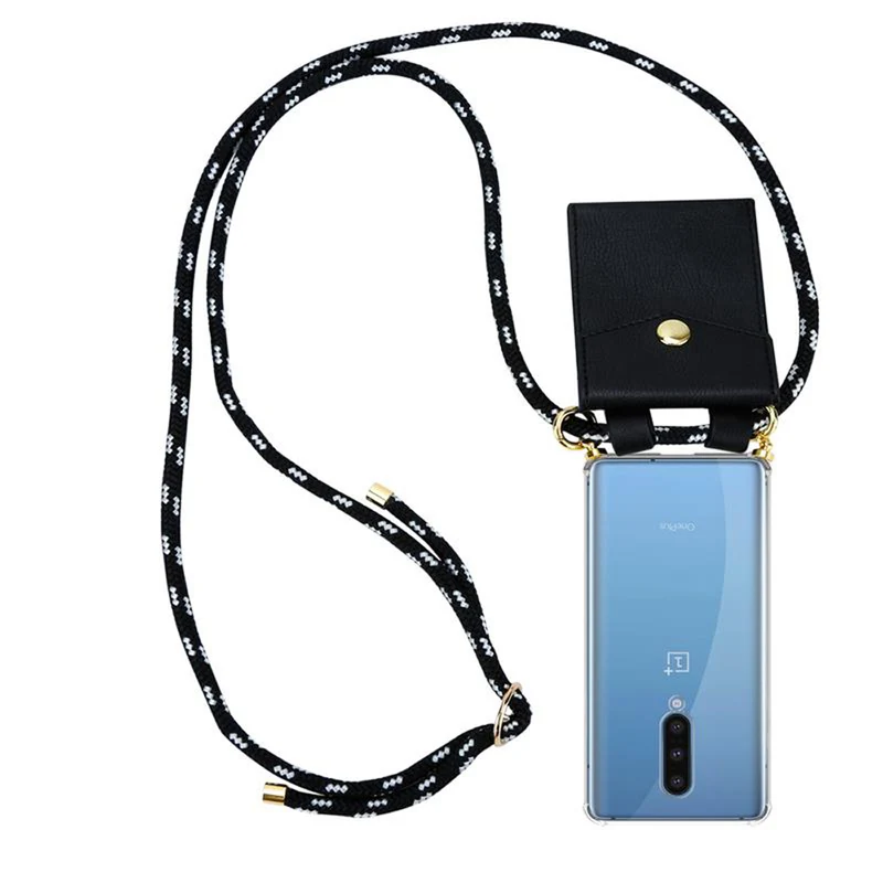 Cadorabo Handy Kette kompatibel mit OnePlus 8 Silikon Schutzhülle mit Gold Ringen, Kordel Band und abnehmbarem Etui