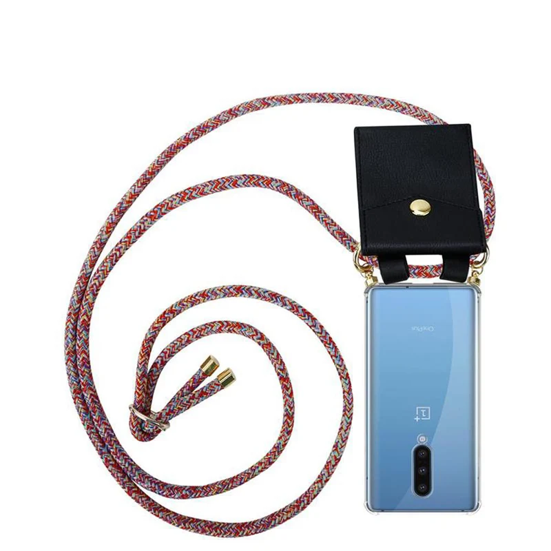 Cadorabo Handy Kette kompatibel mit OnePlus 8 Silikon Schutzhülle mit Gold Ringen, Kordel Band und abnehmbarem Etui