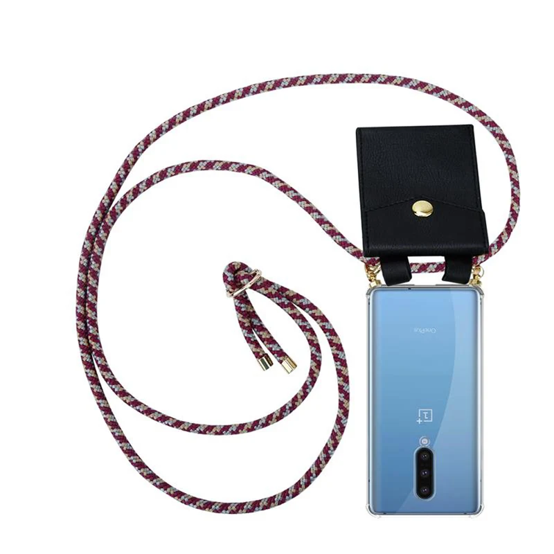 Cadorabo Handy Kette kompatibel mit OnePlus 8 Silikon Schutzhülle mit Gold Ringen, Kordel Band und abnehmbarem Etui